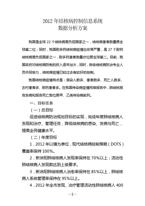 2012结核病专报系统数据分析方案