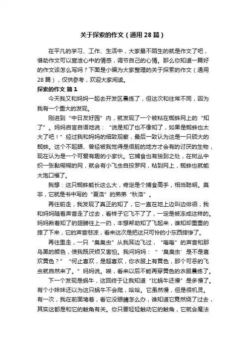 关于探索的作文（通用28篇）