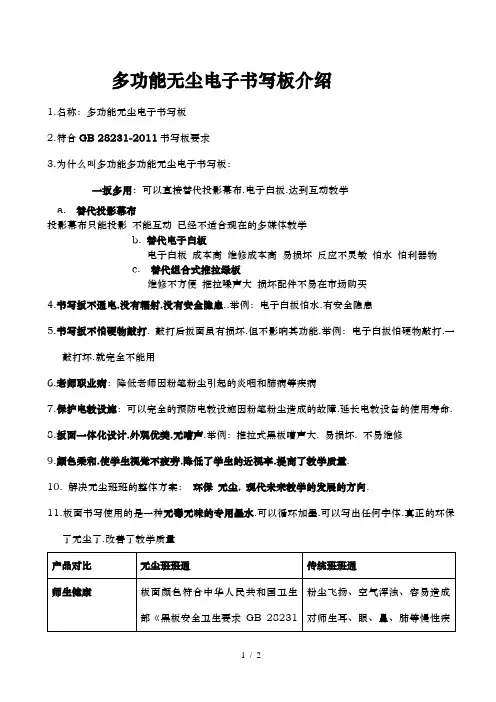 多功能无尘黑板介绍