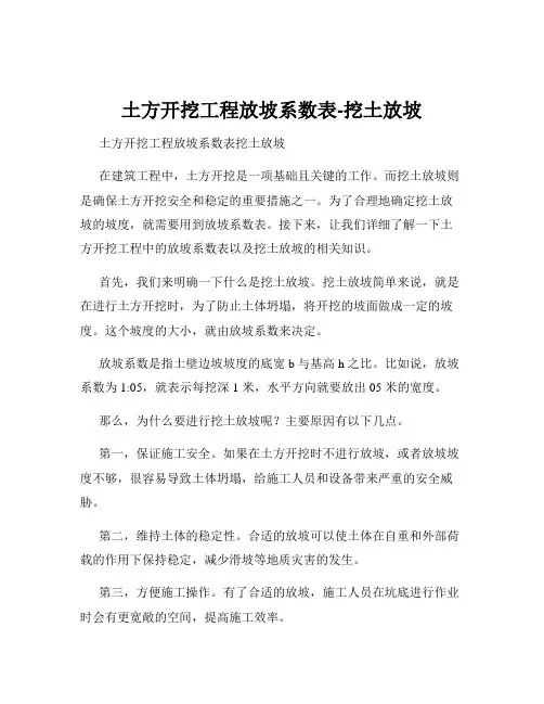 土方开挖工程放坡系数表-挖土放坡