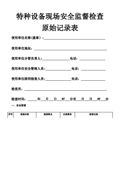 特种设备现场检查记录