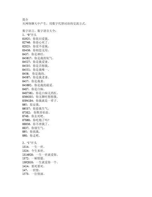 网络数字语言大全