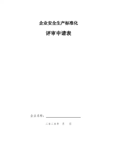 企业安全生产标准化评审申请表