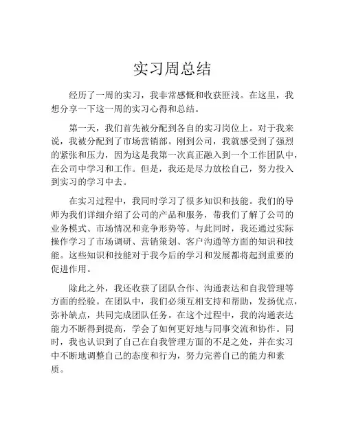 实习周总结(精选10篇)