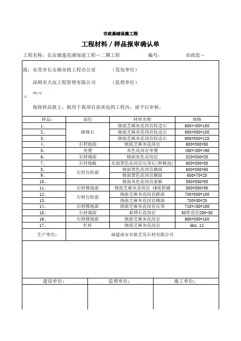 工程材料／样品报审确认单