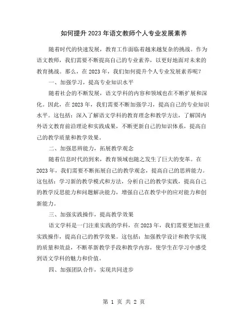 如何提升2023年语文教师个人专业发展素养