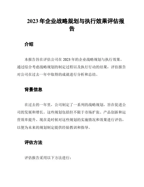 2023年企业战略规划与执行效果评估报告