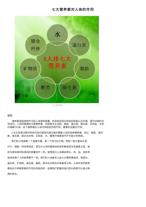 七大营养素对人体的作用