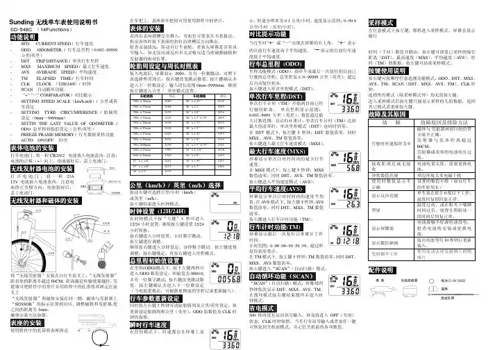 顺东 548C码表使用说明书