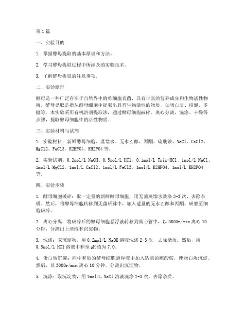 酵母的提取实验报告(3篇)