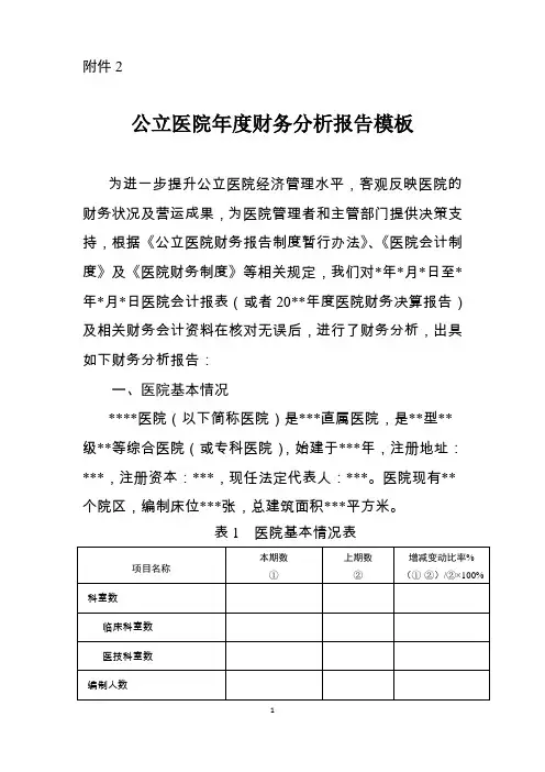 公立医院年度财务报告模板.