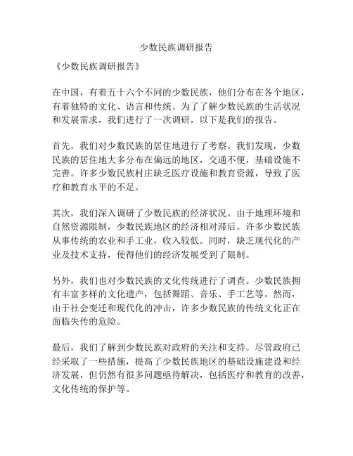 少数民族调研报告