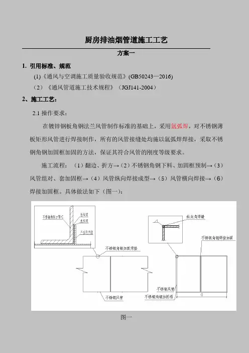 标准厨房排油烟风管制作安装(两种方案)