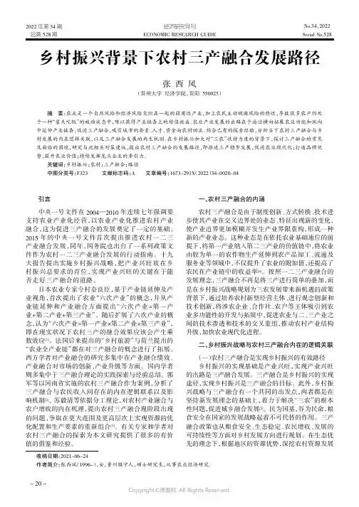 乡村振兴背景下农村三产融合发展路