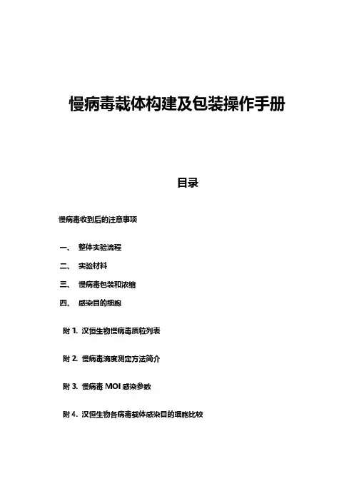 慢病毒载体构建及包装操作手册