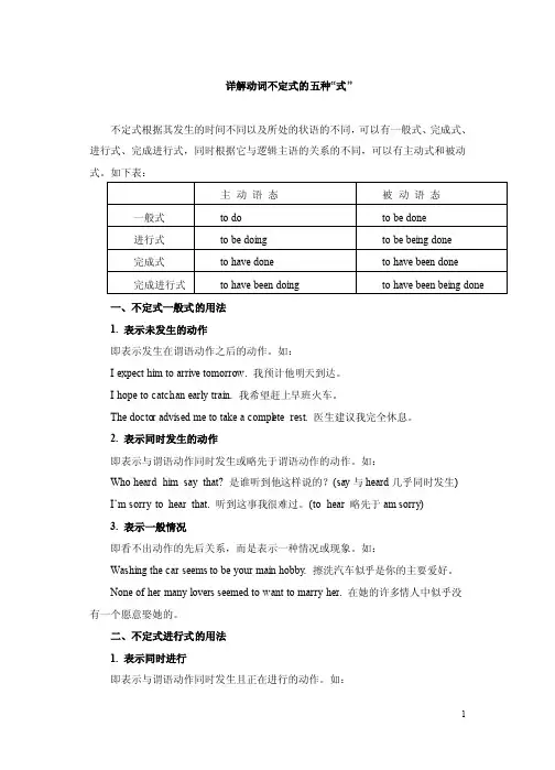 详解动词不定式的五种