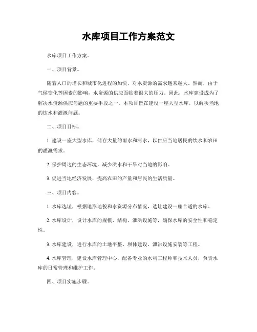 水库项目工作方案范文