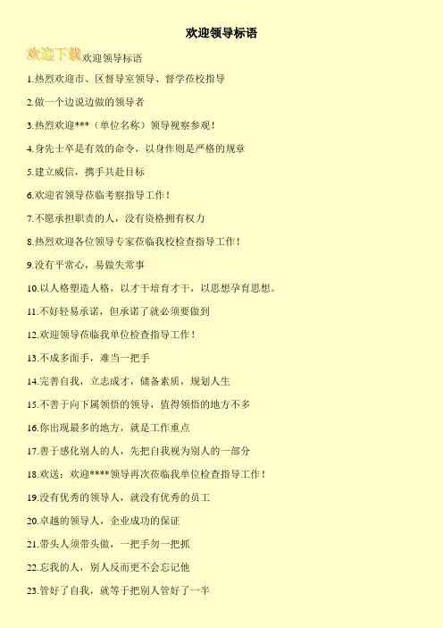 欢迎领导标语