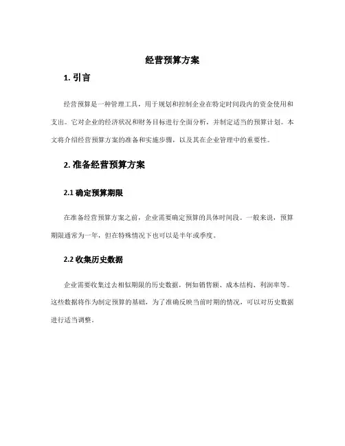 经营预算方案