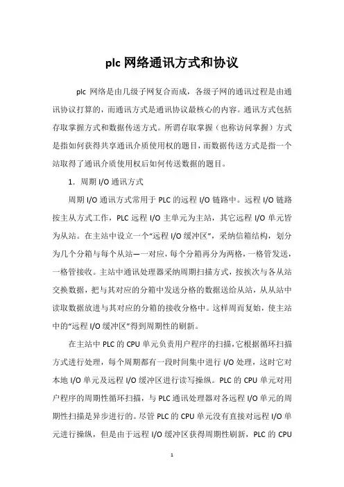 plc网络通讯方式和协议 