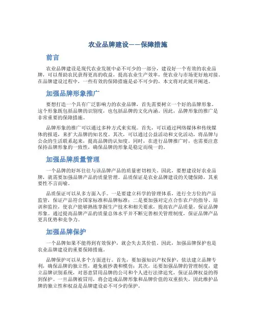 农业品牌建设 保障措施