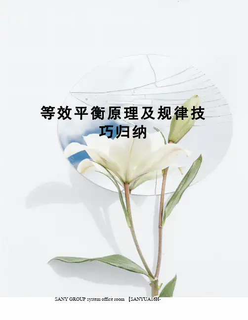 等效平衡原理及规律技巧归纳