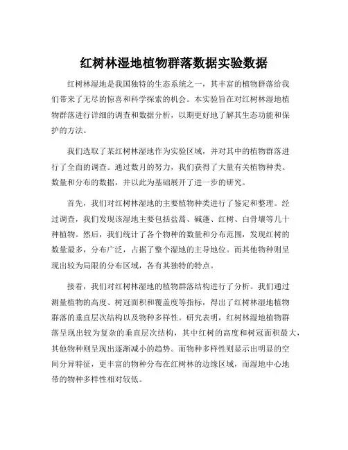 红树林湿地植物群落数据实验数据