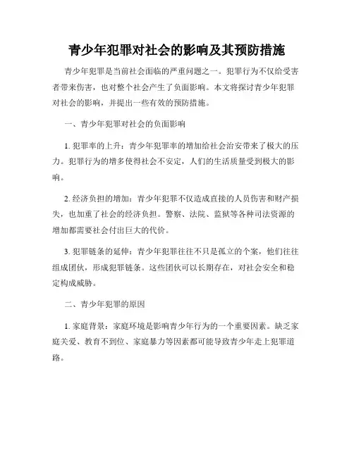 青少年犯罪对社会的影响及其预防措施