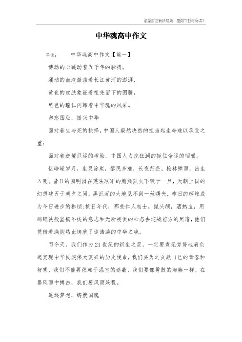 中华魂高中作文