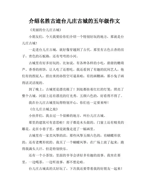 介绍名胜古迹台儿庄古城的五年级作文