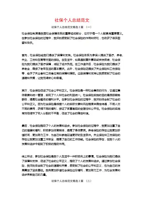 社保个人总结范文2篇
