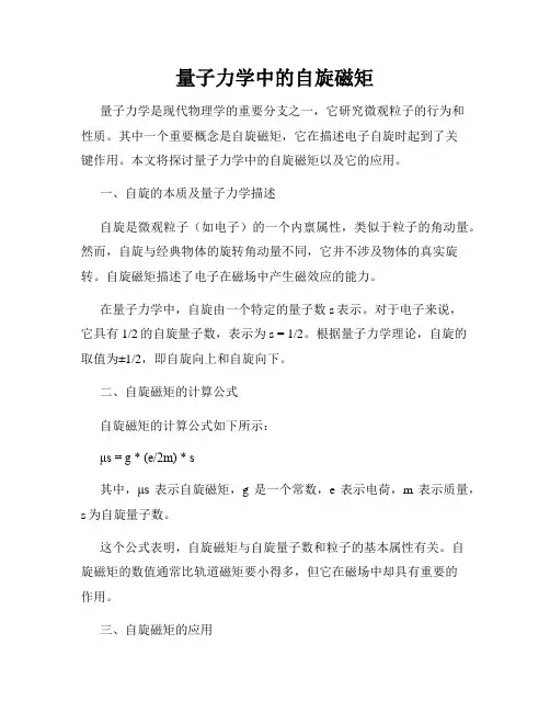 量子力学中的自旋磁矩