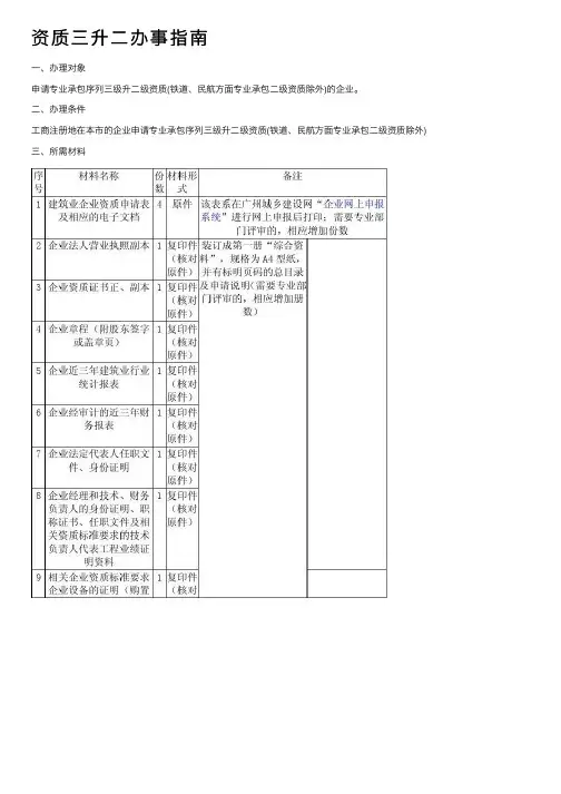 资质三升二办事指南