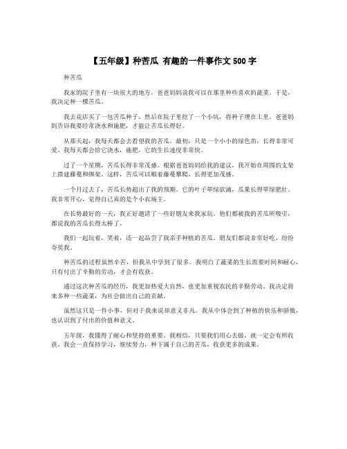 【五年级】种苦瓜 有趣的一件事作文500字