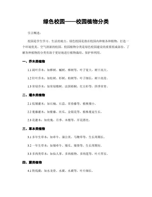 绿色校园——校园植物分类