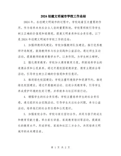 2024创建文明城市学校工作总结