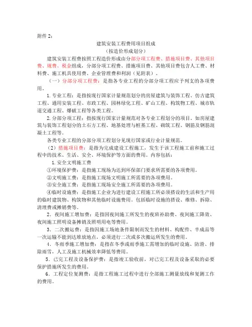 建标[2013]44号建筑安装工程费用项目组成(按造价形成划分)