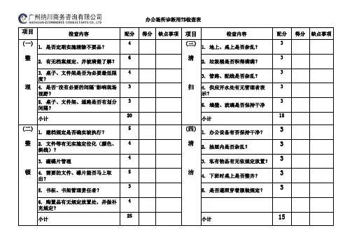 办公室7S管理检查表
