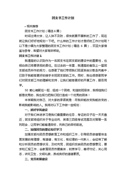 团支书工作计划