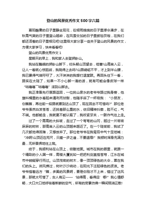 登山的风景优秀作文500字六篇