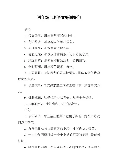 四年级上册语文好词好句