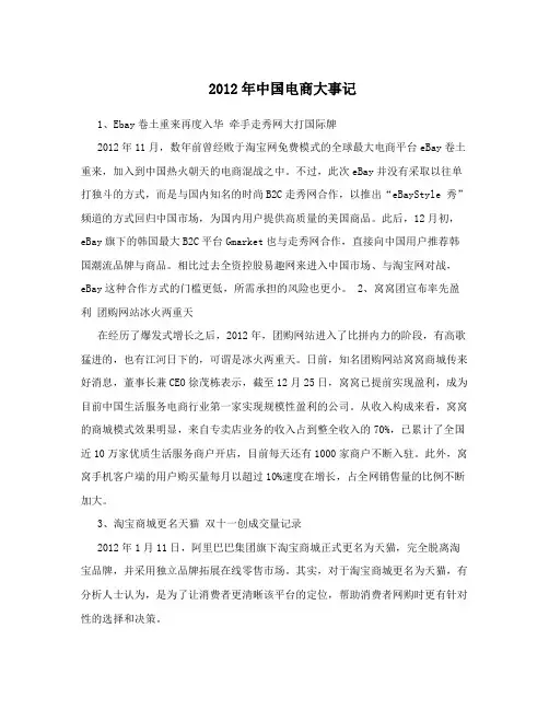 2012年中国电商大事记