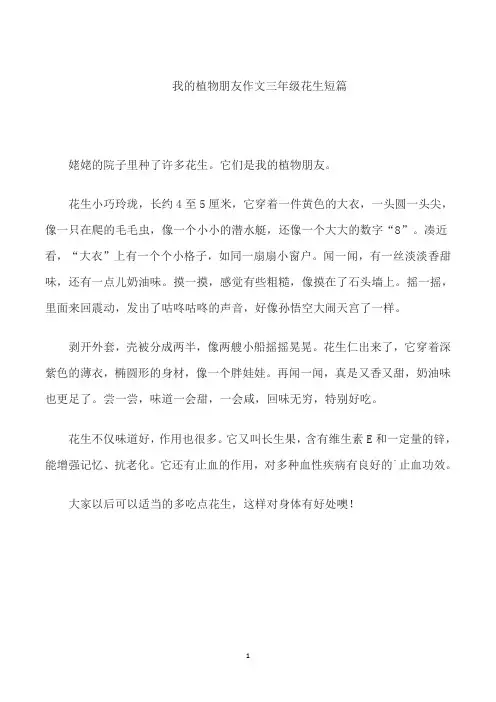 我的植物朋友作文三年级花生短篇