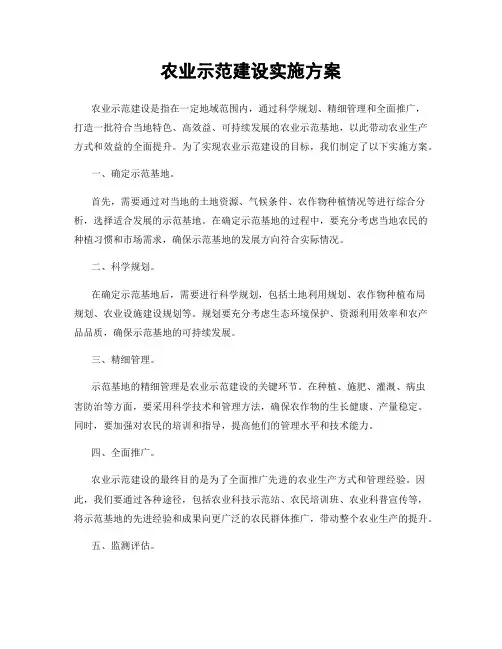 农业示范建设实施方案