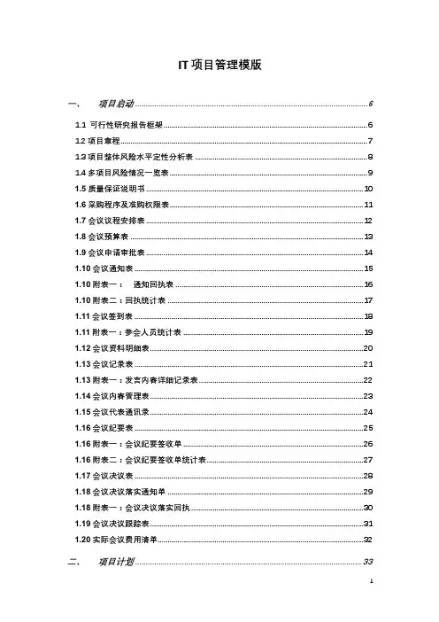 全套项目管理模版
