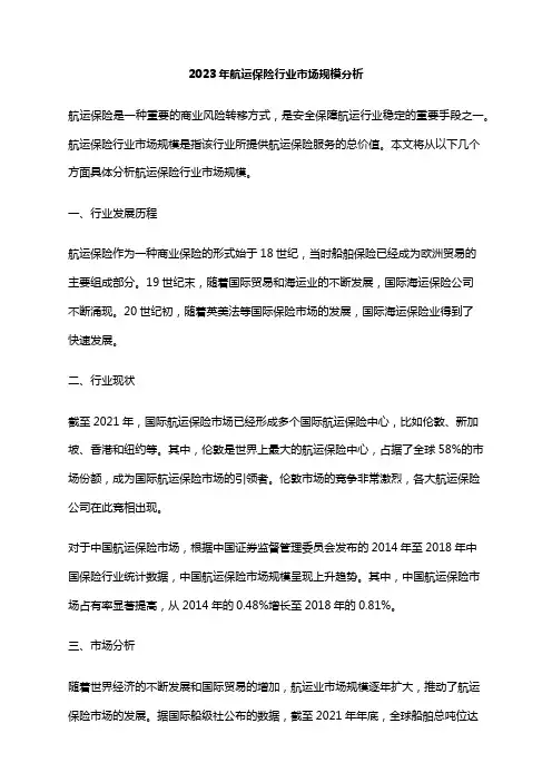 2023年航运保险行业市场规模分析
