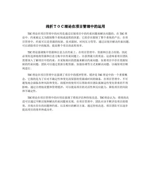 浅析TOC理论在项目管理中的运用