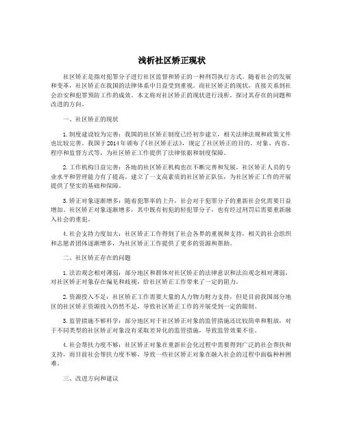 浅析社区矫正现状