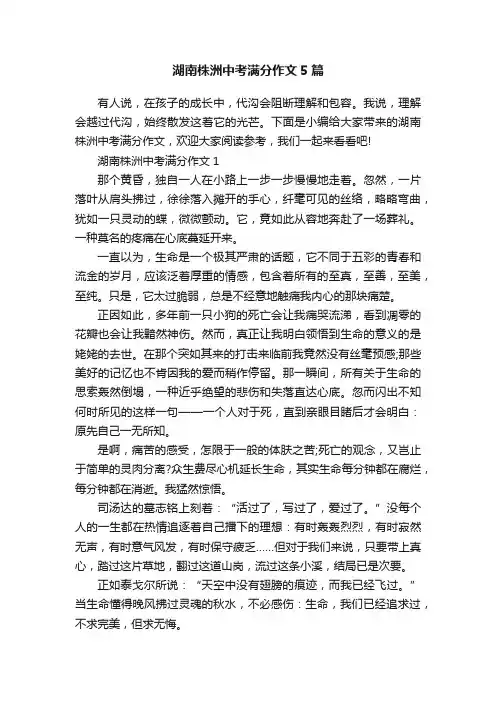 湖南株洲中考满分作文5篇