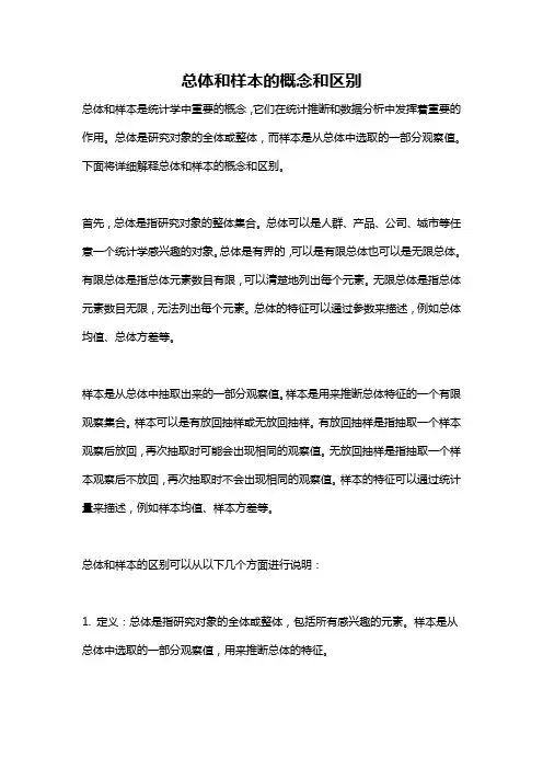 总体和样本的概念和区别